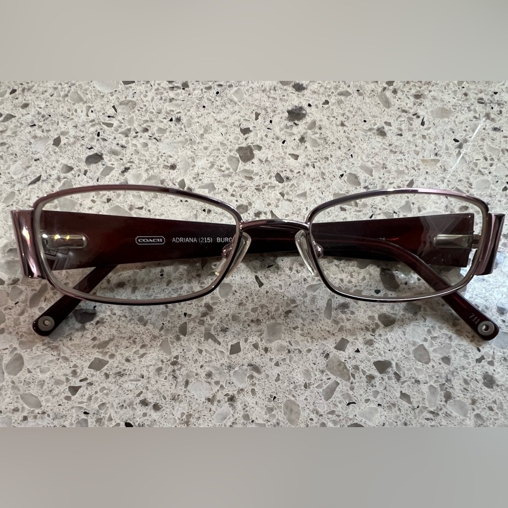 Authentic Coach Eye glasses mentallic purple front burgundy sides